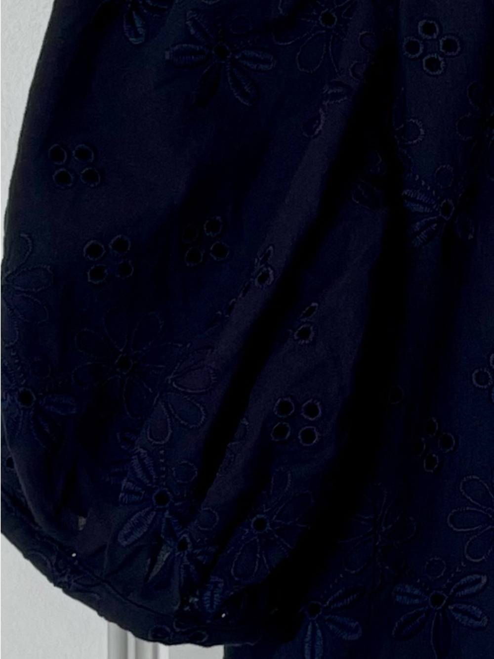 Ann Taylor Navy Eyelet Puff-Sleeve Button-Down Top - Picture 5 of 5